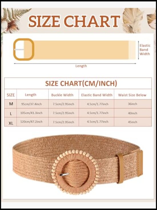 Straw Woven Belts for Women Elastic Stretch Raffia Belt Rattan Buckle Boho main image 6